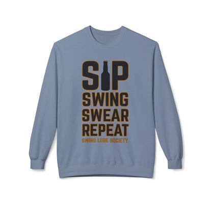 Sip Swing Swear Repeat Crewneck Sweatshirt - Swing Lube Society Signature Apparel