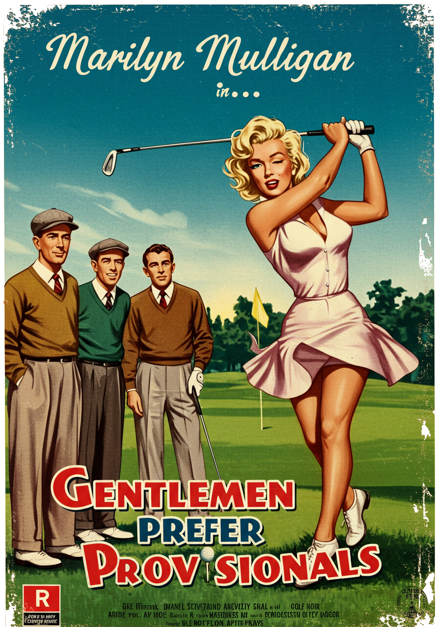 GENTLEMEN PREFER PROVISIONALS T-Shirt - Starring MARILYN MULLIGAN - Golf Noir Signature Apparel