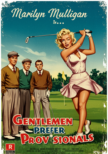 GENTLEMEN PREFER PROVISIONALS T-Shirt - Starring MARILYN MULLIGAN - Golf Noir Signature Apparel