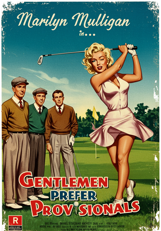 GENTLEMEN PREFER PROVISIONALS T-Shirt - Starring MARILYN MULLIGAN - Golf Noir Signature Apparel