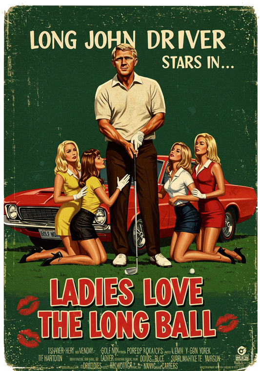 LADIES LOVE THE LONG BALL T-Shirt - Starring LONG JOHN DRIVER- Golf Noir Signature Apparel