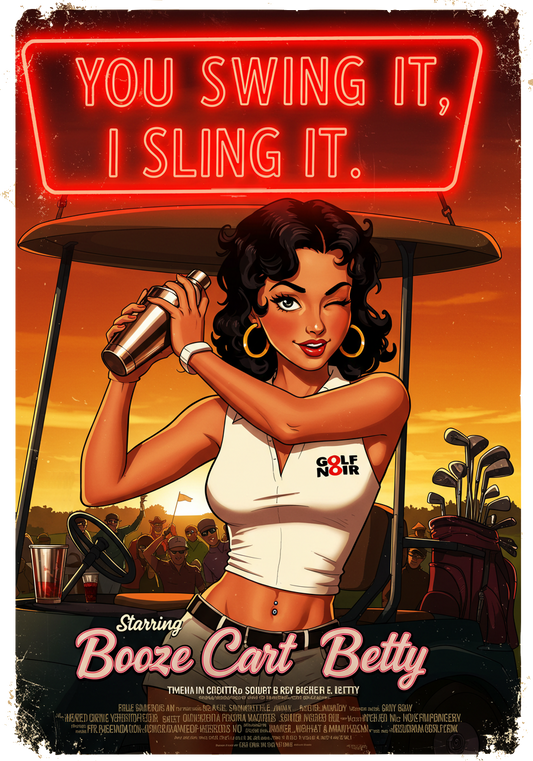 YOU SWING IT, I SLING IT T-Shirt - Starring BOOZE CART BETTY - Golf Noir Signature Apparel