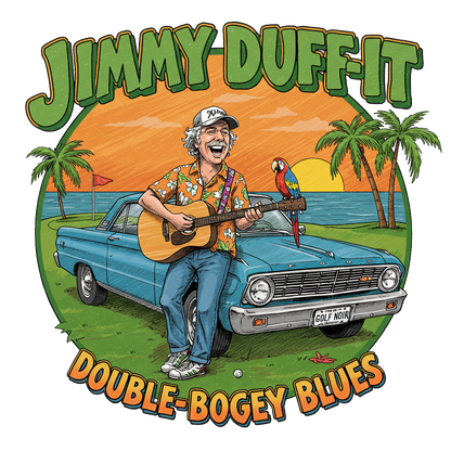 DOUBLE BOGEY BLUES T-Shirt - Starring JIMMY DUFF-IT- Golf Noir Signature Apparel