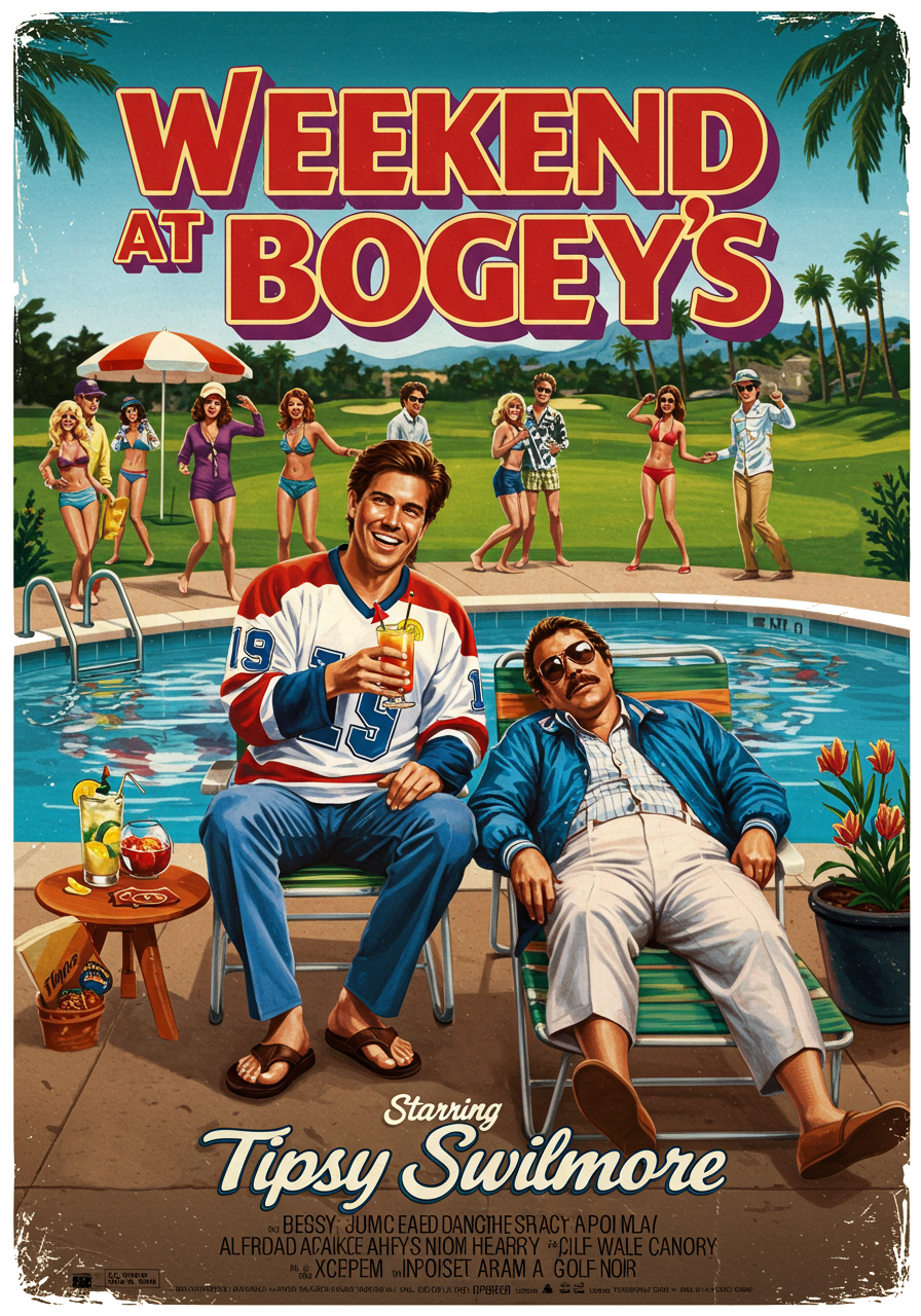 WEEKEND AT BOGEY'S T-Shirt - Starring TIPSY SWILMORE- Golf Noir Signature Apparel