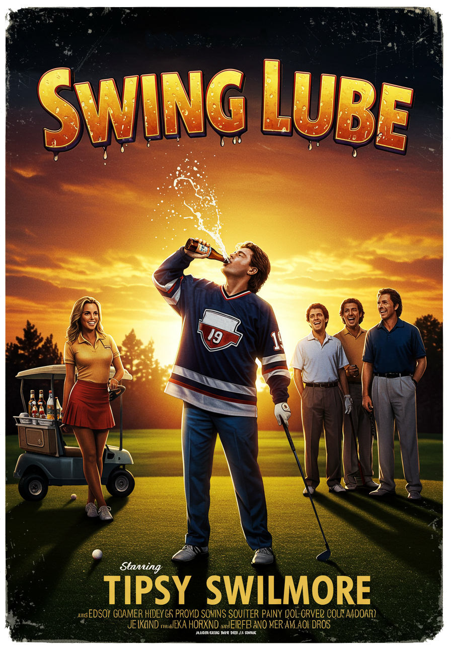 SWING LUBE T-Shirt - Starring TIPSY SWILMORE- Golf Noir Signature Apparel
