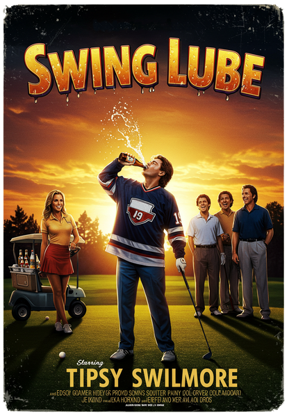 SWING LUBE T-Shirt - Starring TIPSY SWILMORE- Golf Noir Signature Apparel
