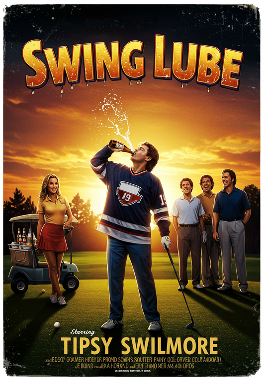SWING LUBE T-Shirt - Starring TIPSY SWILMORE- Golf Noir Signature Apparel