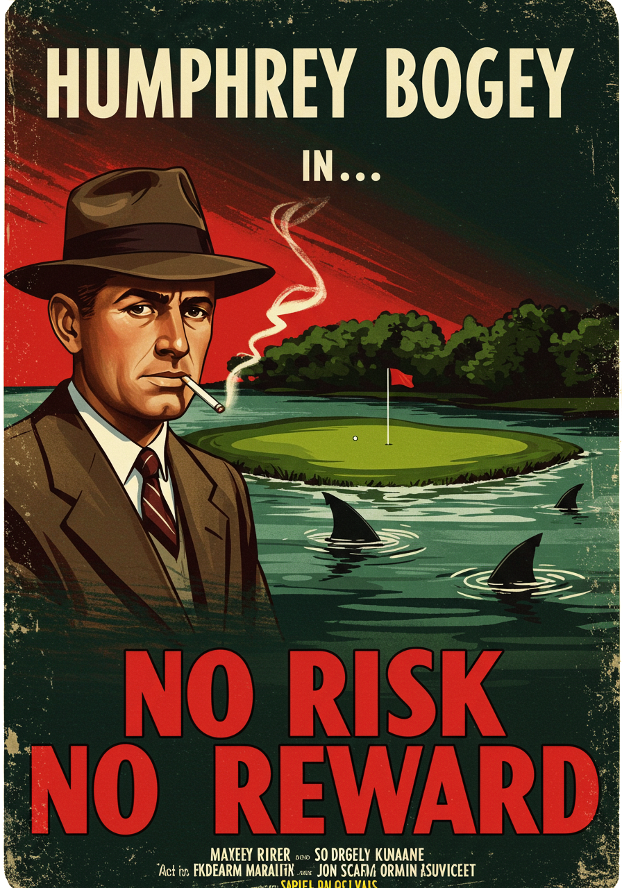 NO RISK NO REWARD T-Shirt - Starring HUMPHREY BOGEY- Golf Noir Signature Apparel