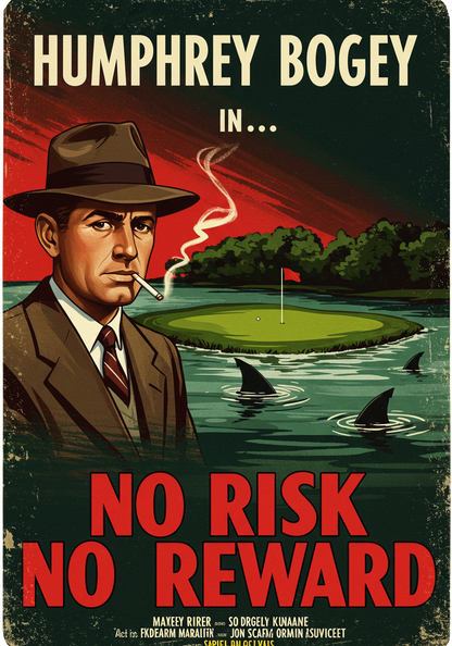 NO RISK NO REWARD T-Shirt - Starring HUMPHREY BOGEY- Golf Noir Signature Apparel