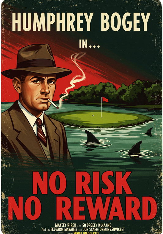 NO RISK NO REWARD T-Shirt - Starring HUMPHREY BOGEY- Golf Noir Signature Apparel