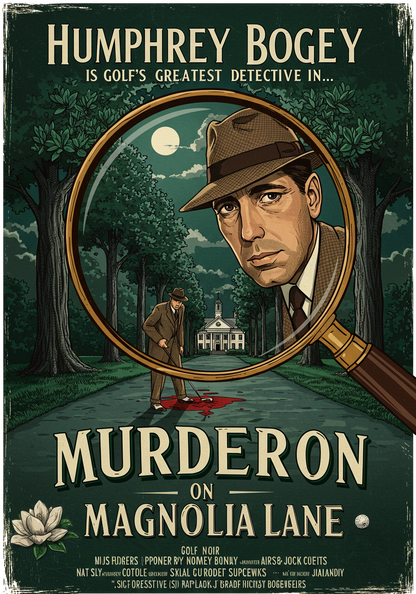 MURDER ON MAGNOLIA LANE T-Shirt - Starring HUMPHREY BOGEY- Golf Noir Signature Apparel