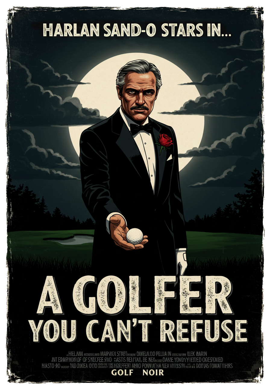 A GOLFER YOU CAN'T REFUSE T-Shirt - Starring Harlan Sand-O- Golf Noir Signature Apparel