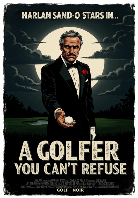 A GOLFER YOU CAN'T REFUSE T-Shirt - Starring Harlan Sand-O- Golf Noir Signature Apparel