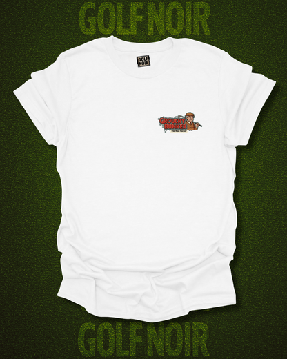 ADDRESS THE BALL T-Shirt - Starring GROUCHY BUNKER- Golf Noir Signature Apparel