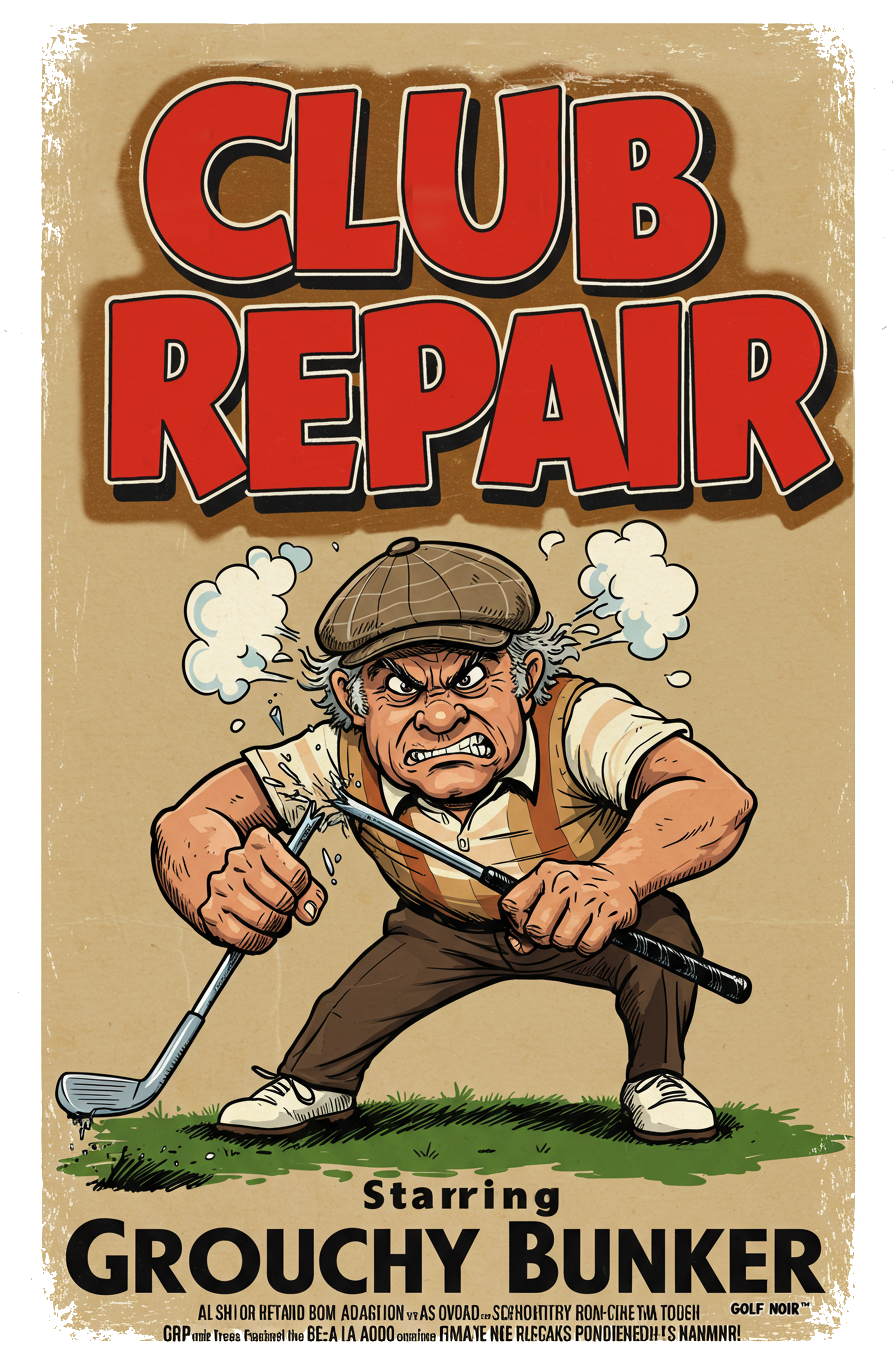 CLUB REPAIR T-Shirt - Starring GROUCHY BUNKER- Golf Noir Signature Apparel
