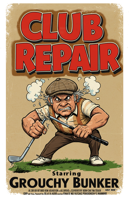 CLUB REPAIR T-Shirt - Starring GROUCHY BUNKER- Golf Noir Signature Apparel