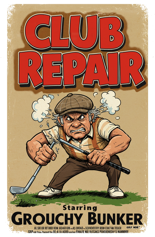 CLUB REPAIR T-Shirt - Starring GROUCHY BUNKER- Golf Noir Signature Apparel