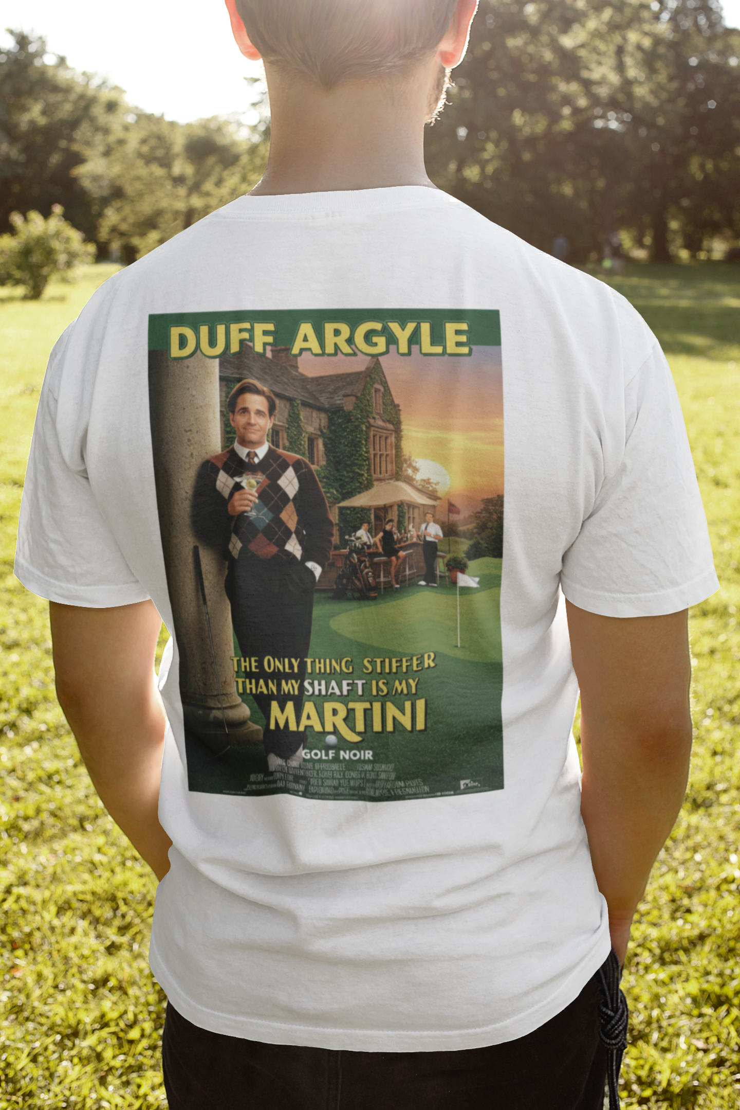 MARTINI SHAFT T-Shirt - Starring DUFF ARGYLE - Golf Noir Signature Apparel