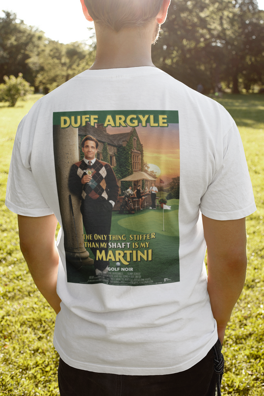 MARTINI SHAFT T-Shirt - Starring DUFF ARGYLE - Golf Noir Signature Apparel