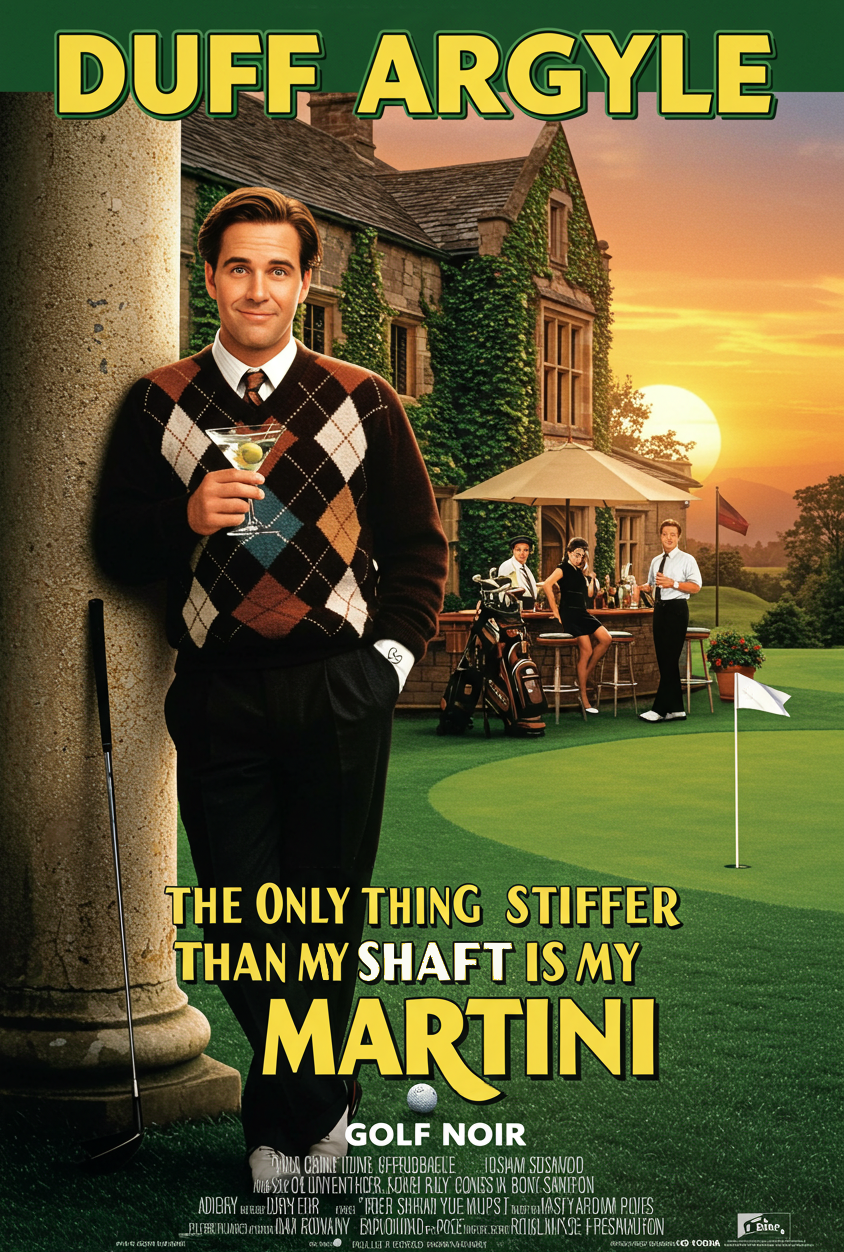 MARTINI SHAFT T-Shirt - Starring DUFF ARGYLE - Golf Noir Signature Apparel