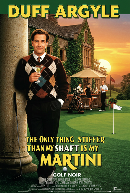 MARTINI SHAFT T-Shirt - Starring DUFF ARGYLE - Golf Noir Signature Apparel