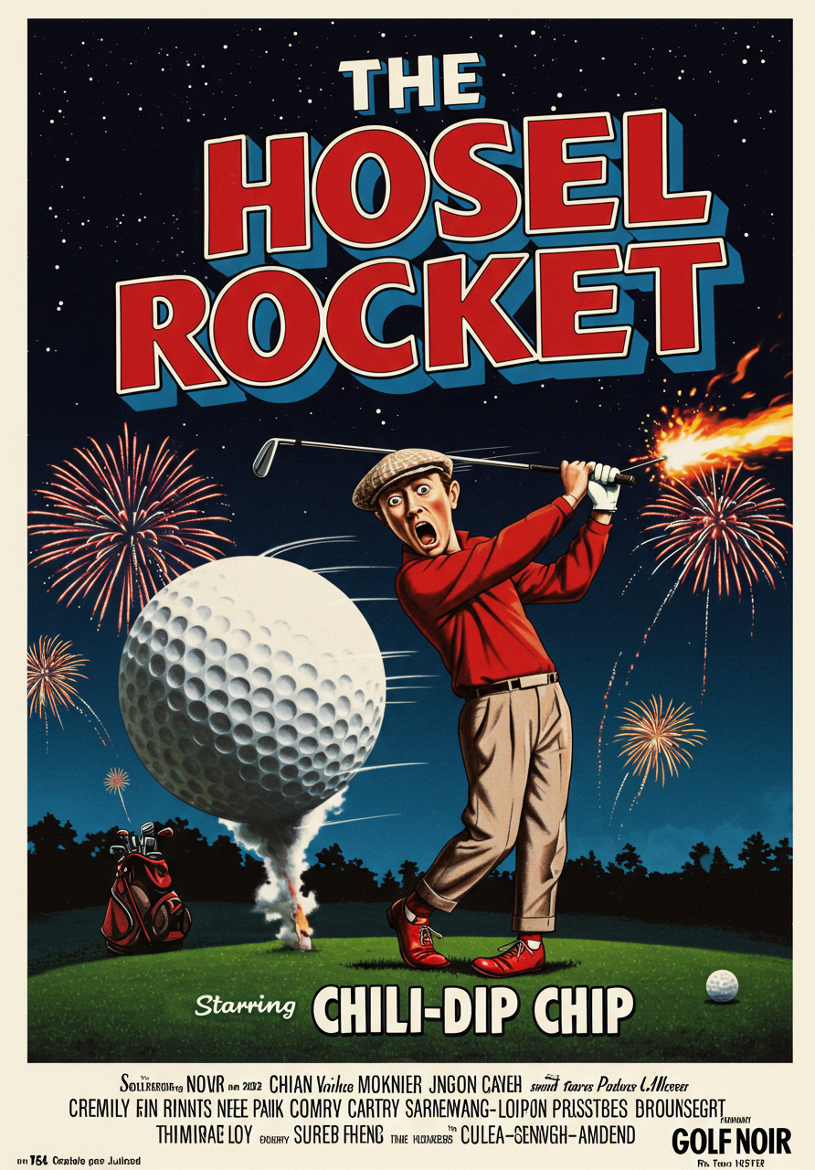 HOSEL ROCKET T-Shirt - Starring CHILI-DIP CHIP - Golf Noir Signature Apparel