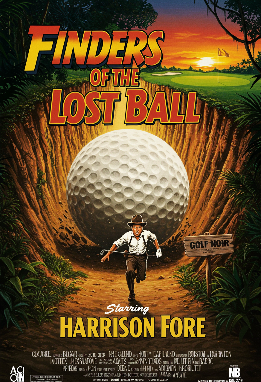 FINDERS OF THE LOST BALL T-Shirt - Starring HARRISON FORE- Golf Noir Signature Apparel
