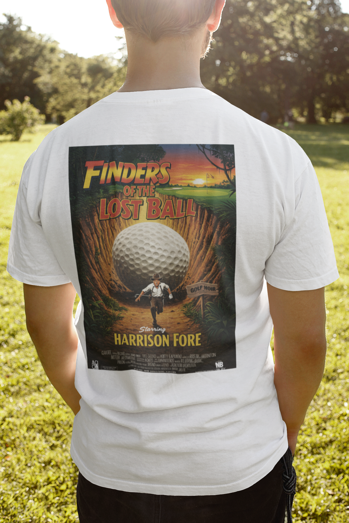 FINDERS OF THE LOST BALL T-Shirt - Starring HARRISON FORE- Golf Noir Signature Apparel
