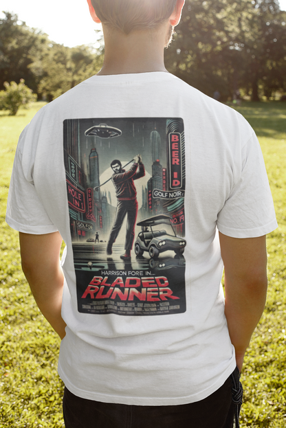 BLADED RUNNER T-Shirt - Starring HARRISON FORE- Golf Noir Signature Apparel