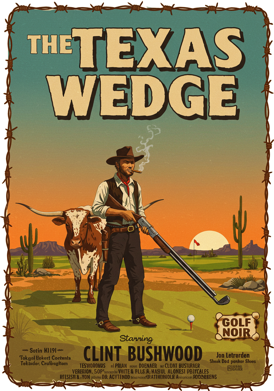 THE TEXAS WEDGE T-Shirt - Starring CLINT BUSHWOOD - Golf Noir Signature Apparel