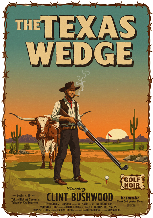THE TEXAS WEDGE T-Shirt - Starring CLINT BUSHWOOD - Golf Noir Signature Apparel