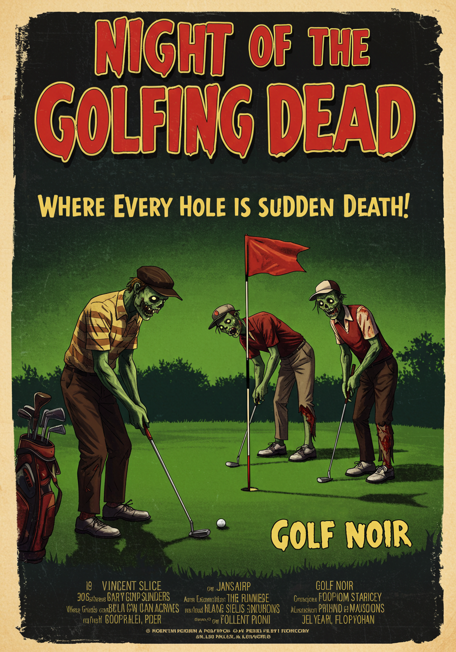 NIGHT OF THE GOLFING DEAD T-Shirt - Starring VINCENT SLICE- Golf Noir Signature Apparel