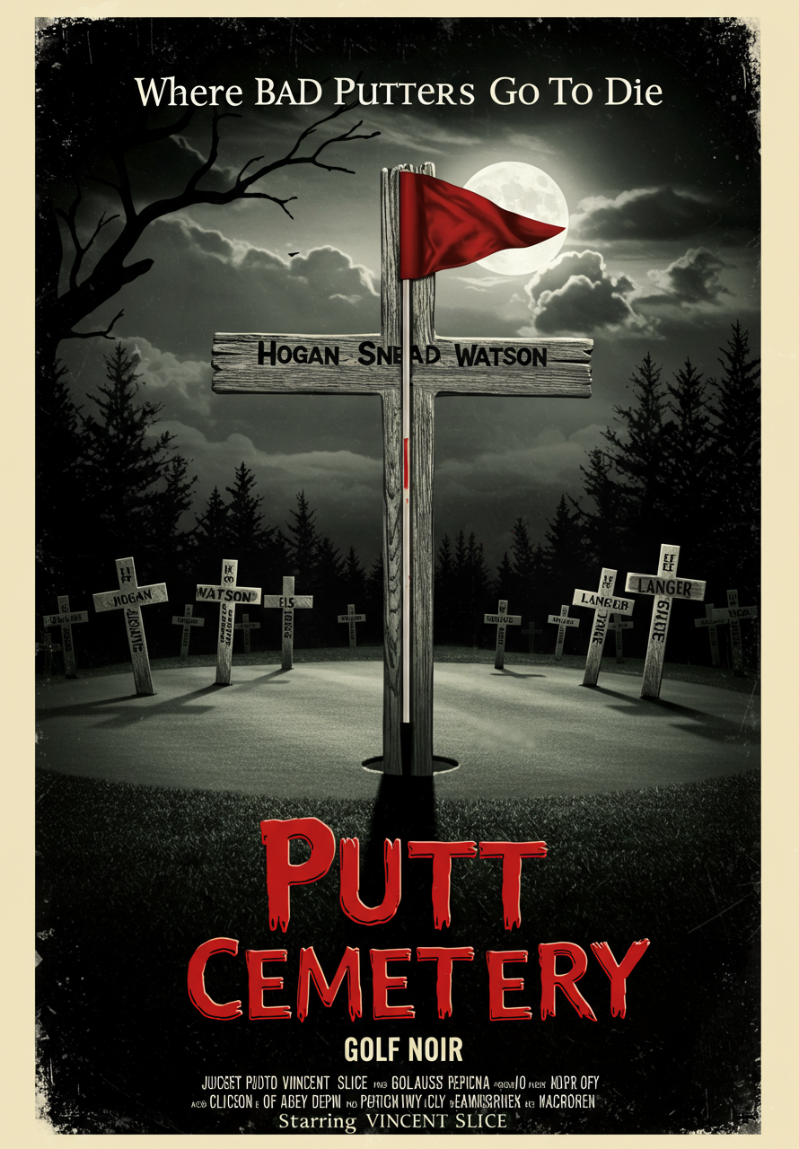 PUTT CEMETARY T-Shirt - Starring VINCENT SLICE - Golf Noir Signature Apparel