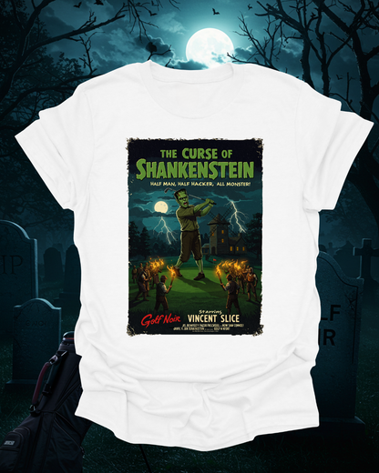 THE CURSE OF SHANKENSTEIN T-Shirt - Starring VINCENT SLICE - Golf Noir Signature Apparel