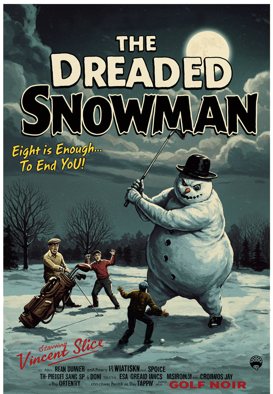 THE DREADED SNOWMAN T-Shirt - Starring VINCENT SLICE- Golf Noir Signature Apparel