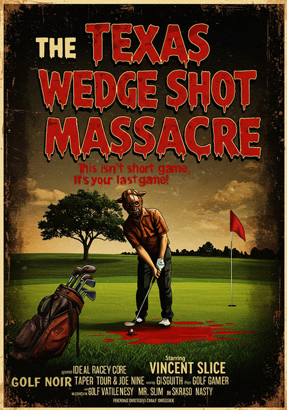 THE TEXAS WEDGE SHOT MASSACRE T-Shirt - Starring VINCENT SLICE- Golf Noir Signature Apparel