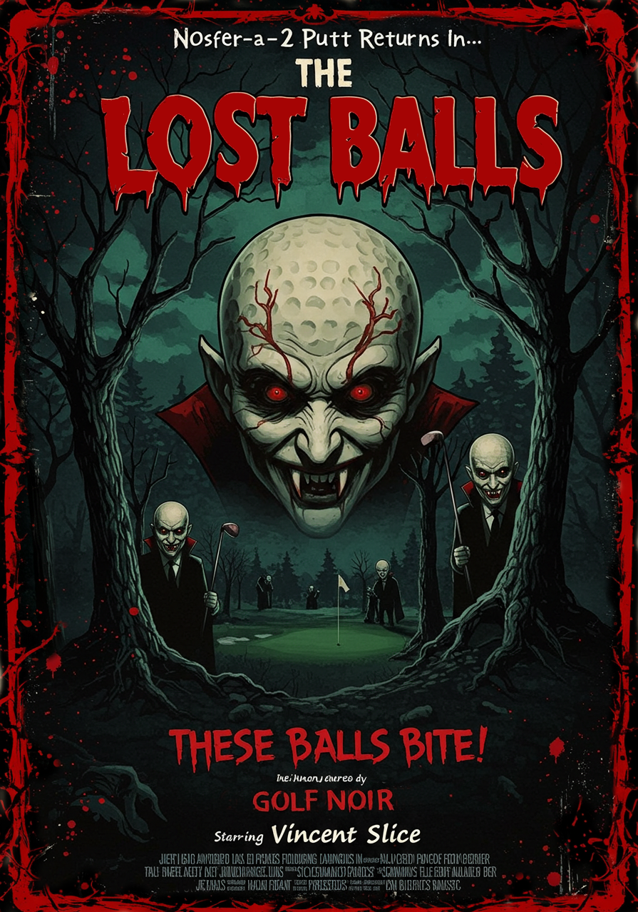 THE LOST BALLS T-Shirt - Starring VINCENT SLICE- Golf Noir Signature Apparel