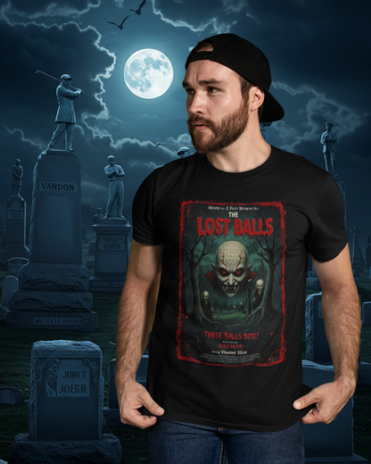 THE LOST BALLS T-Shirt - Starring VINCENT SLICE- Golf Noir Signature Apparel
