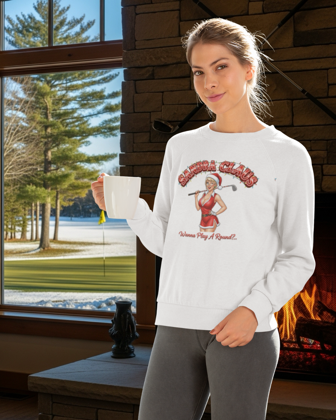SANDRA CLAUS Christmas Sweatshirt - Wanna Play A Round?..