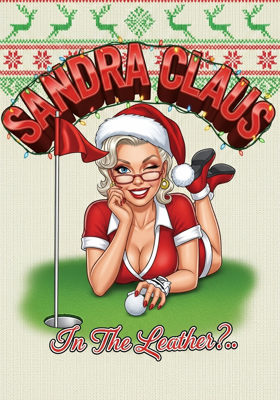 SANDRA CLAUS Ugly Christmas Sweatshirts - In The Leather?..
