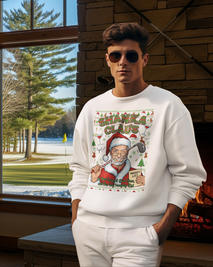 SHANKA CLAUS Ugly Christmas Sweatshirt - A Bad Swing, A Good Buzz, and One Very Naughty List