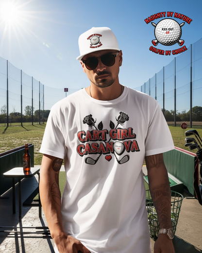 Cart Girl Casanova Golf T-Shirt — XXX-OUT Design Signature Apparel