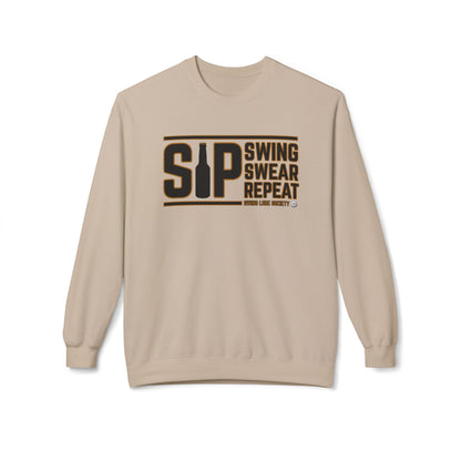 Sip, Swing, Swear, Repeat Midweight Sweatshirt - Swing Lube Society Signature Apparel