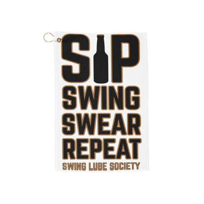 Sip, Swing, Swear, Repeat Golf Towel — Swing Lube Society Trademark Towel