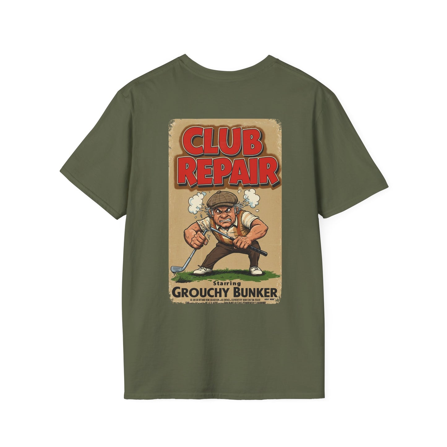 CLUB REPAIR T-Shirt - Starring GROUCHY BUNKER- Golf Noir Signature Apparel