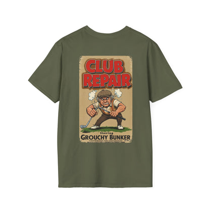 CLUB REPAIR T-Shirt - Starring GROUCHY BUNKER- Golf Noir Signature Apparel