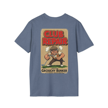 CLUB REPAIR T-Shirt - Starring GROUCHY BUNKER- Golf Noir Signature Apparel