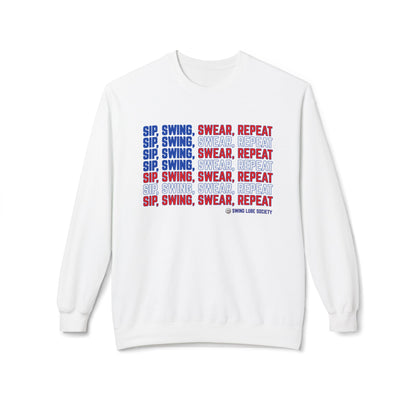 "Sip, Swing, Swear, Repeat" Crewneck - Swing Lube Society Signature Apparel