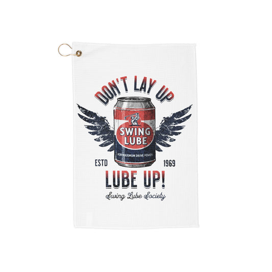 "Don't Lay Up, Lube Up" Vintage Swing Lube Golf Towel - Trademark Towels