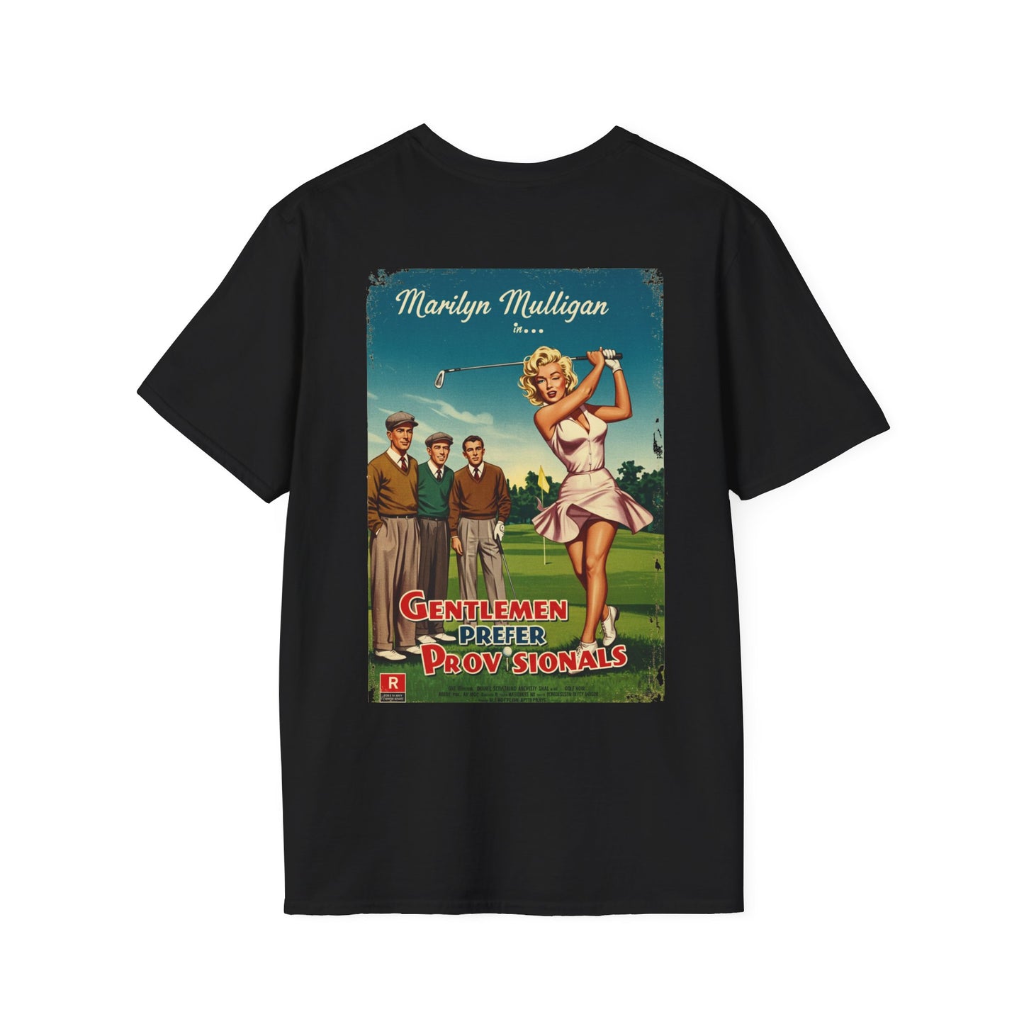 GENTLEMEN PREFER PROVISIONALS T-Shirt - Starring MARILYN MULLIGAN - Golf Noir Signature Apparel